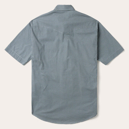 Men Classic Cut Stetson Circle Diamond Print Short Sleeve Western Shirt Green