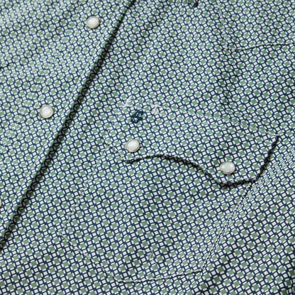 Men Classic Cut Stetson Circle Diamond Print Short Sleeve Western Shirt Green