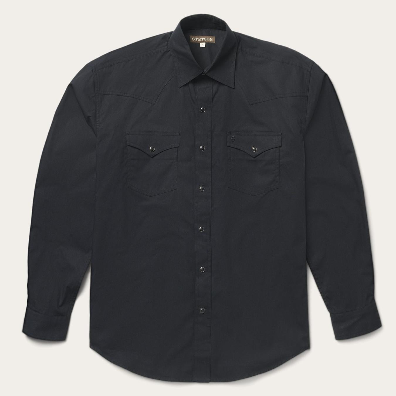 Men Classic Cut Stetson Classic Western Shirt In Black Black