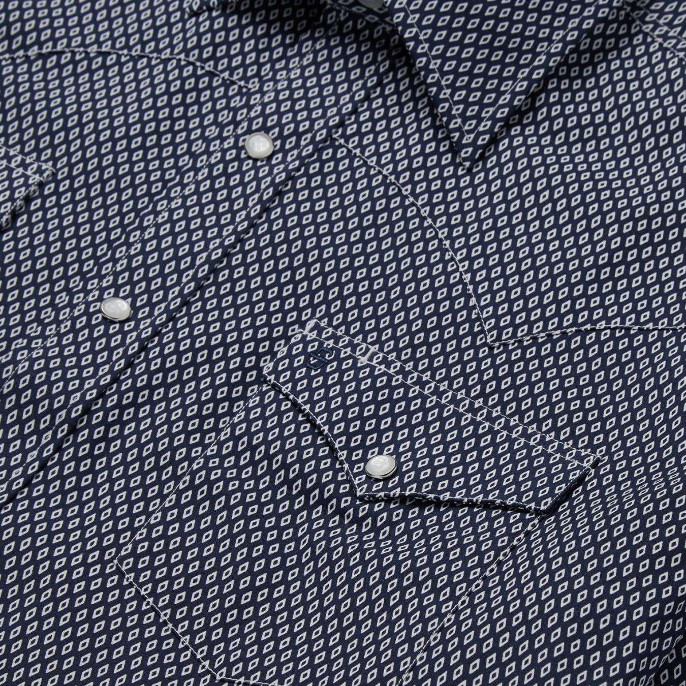 Men Classic Cut Stetson Diamond Geo Western Shirt Blue