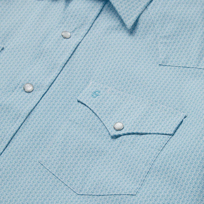 Men Classic Cut Stetson Geo Western Shirt Blue