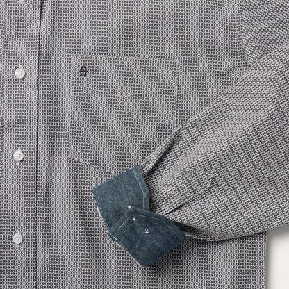 Men Classic Cut Stetson Grey Geo Print Button Front Shirt Grey
