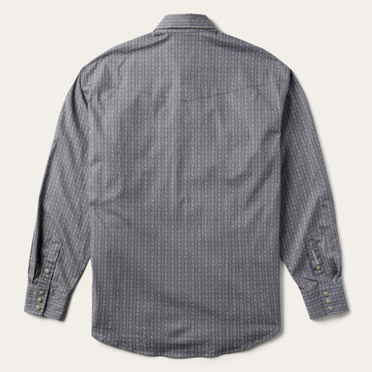 Men Classic Cut Stetson Horseshoe Stripe Print Shirt Grey