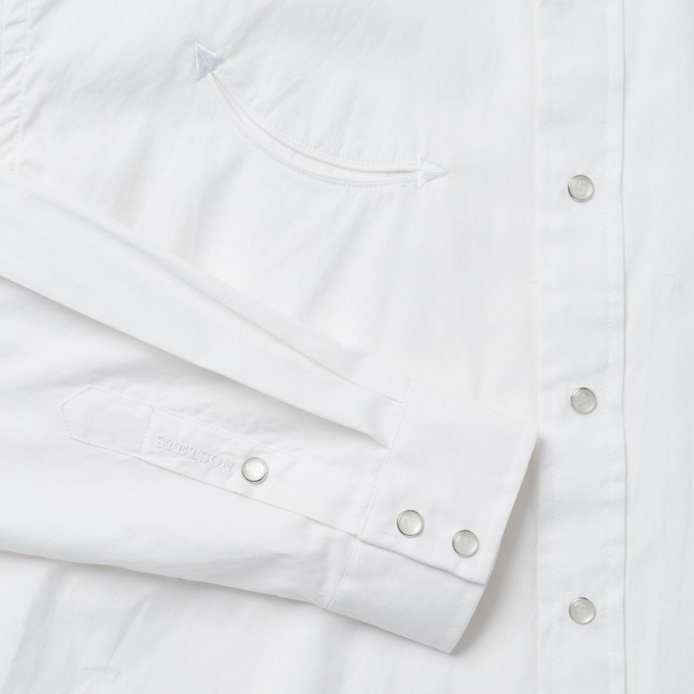 Men Classic Cut Stetson Pin Point Oxford Shirt White