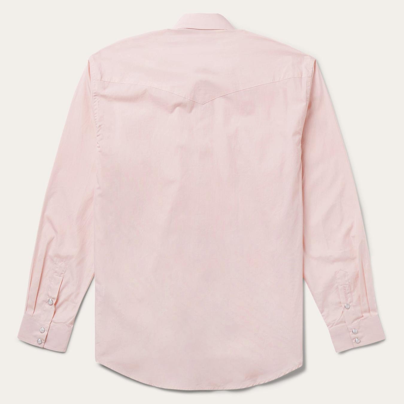Men Classic Cut Stetson Pink End-On-End Western Shirt Pink