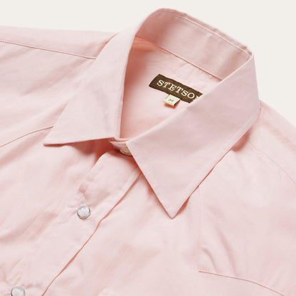 Men Classic Cut Stetson Pink End-On-End Western Shirt Pink