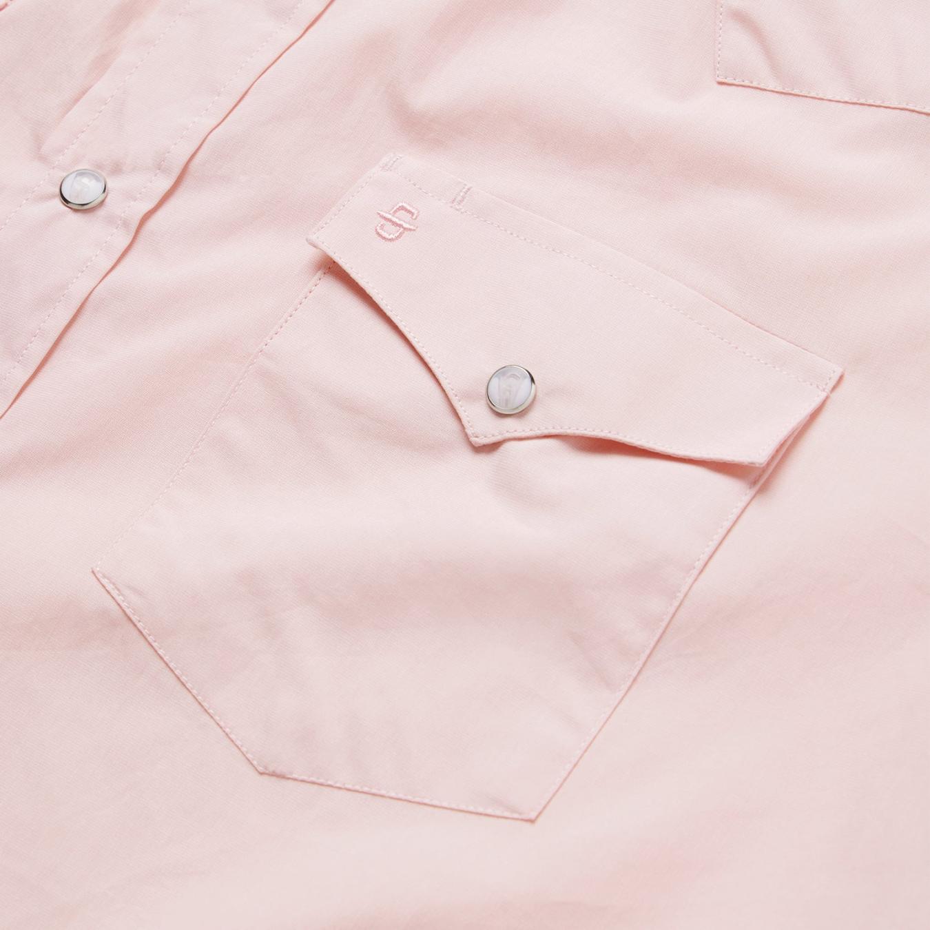 Men Classic Cut Stetson Pink End-On-End Western Shirt Pink