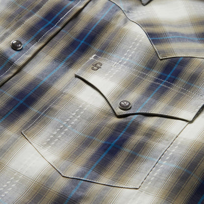 Men Classic Cut Stetson Ranch Plaid Dobby Western Shirt Brown