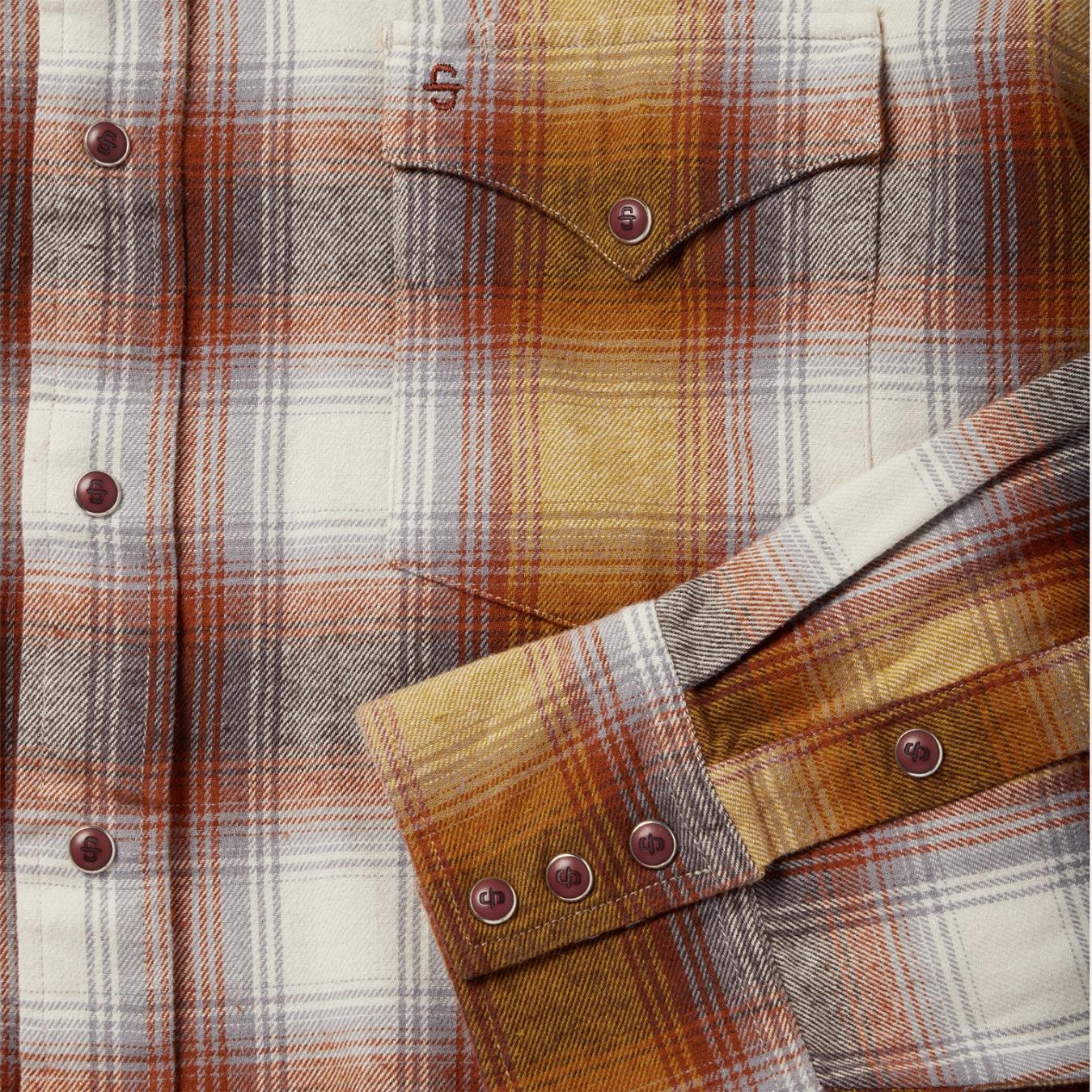 Men Classic Cut Stetson Rust Plaid Flannel Western Shirt Brown