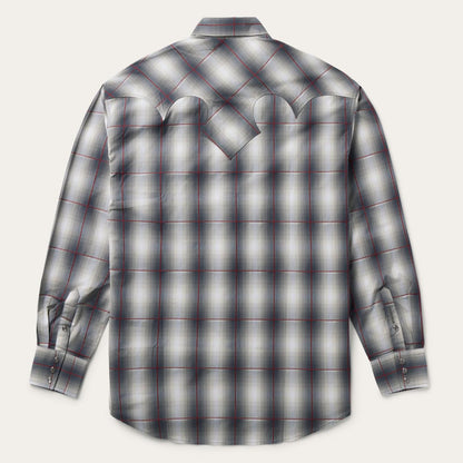 Men Classic Cut Stetson Smoke Ombre Western Shirt Grey