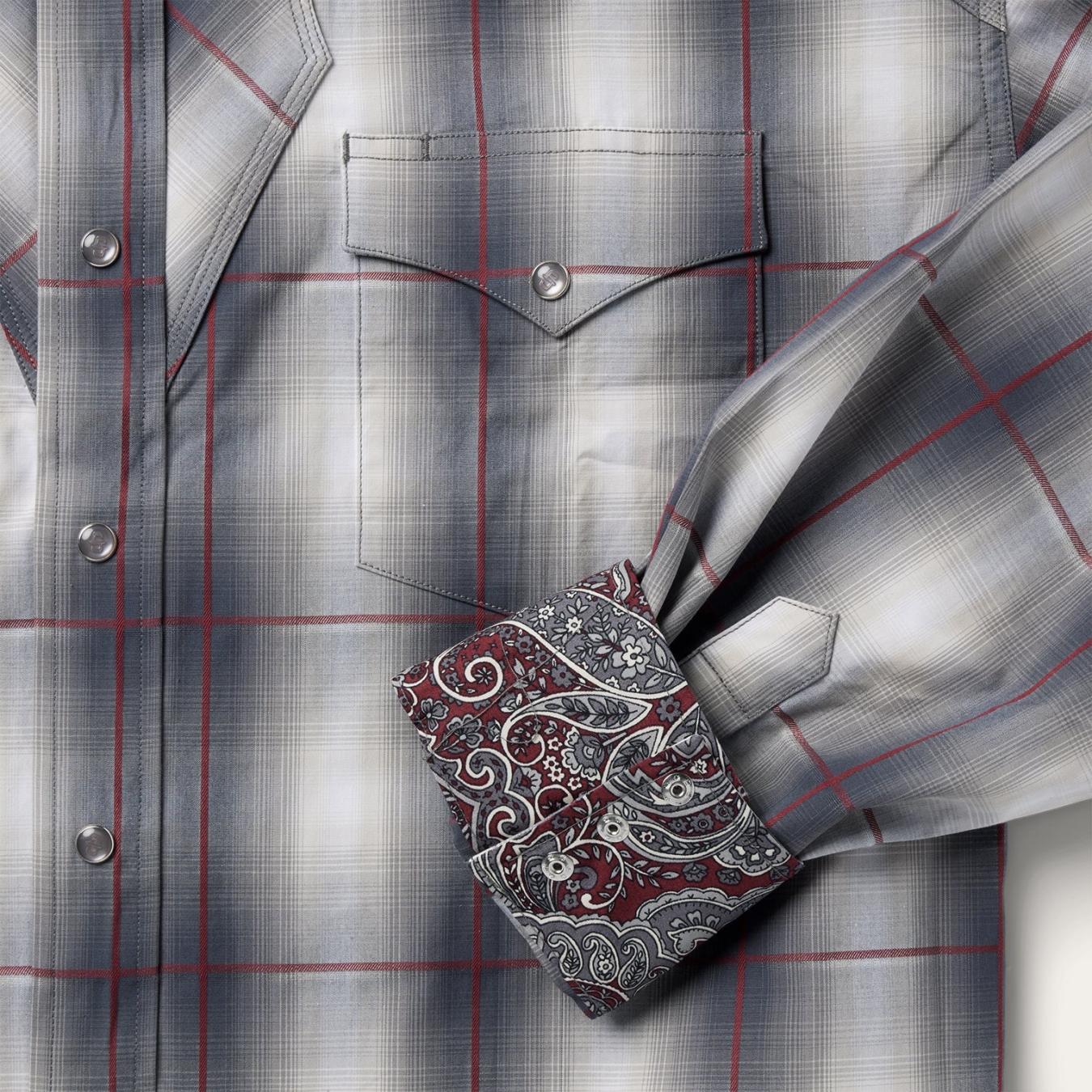 Men Classic Cut Stetson Smoke Ombre Western Shirt Grey