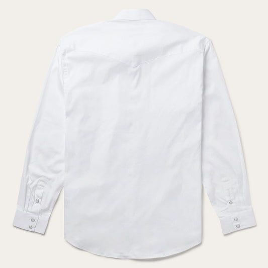 Men Classic Cut Stetson White Pinpoint Oxford Western Shirt White