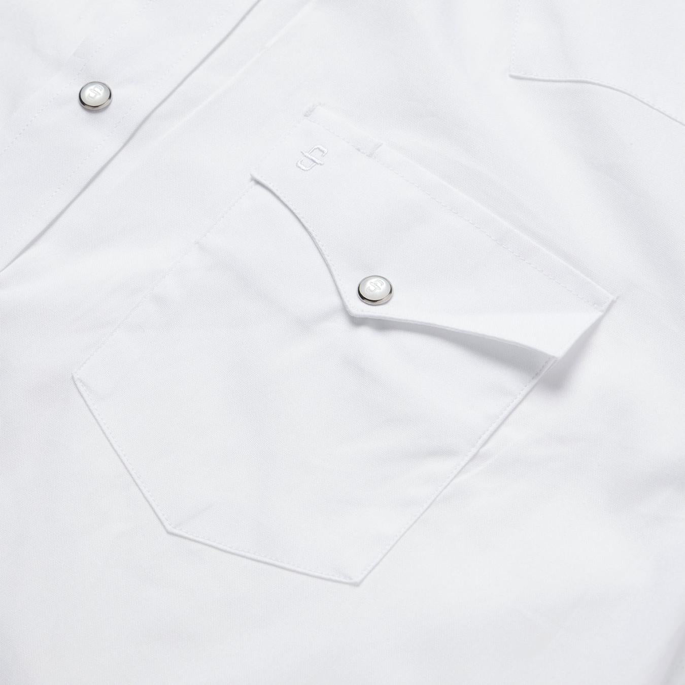Men Classic Cut Stetson White Pinpoint Oxford Western Shirt White