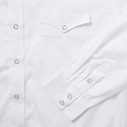 Men Classic Cut Stetson White Pinpoint Oxford Western Shirt White