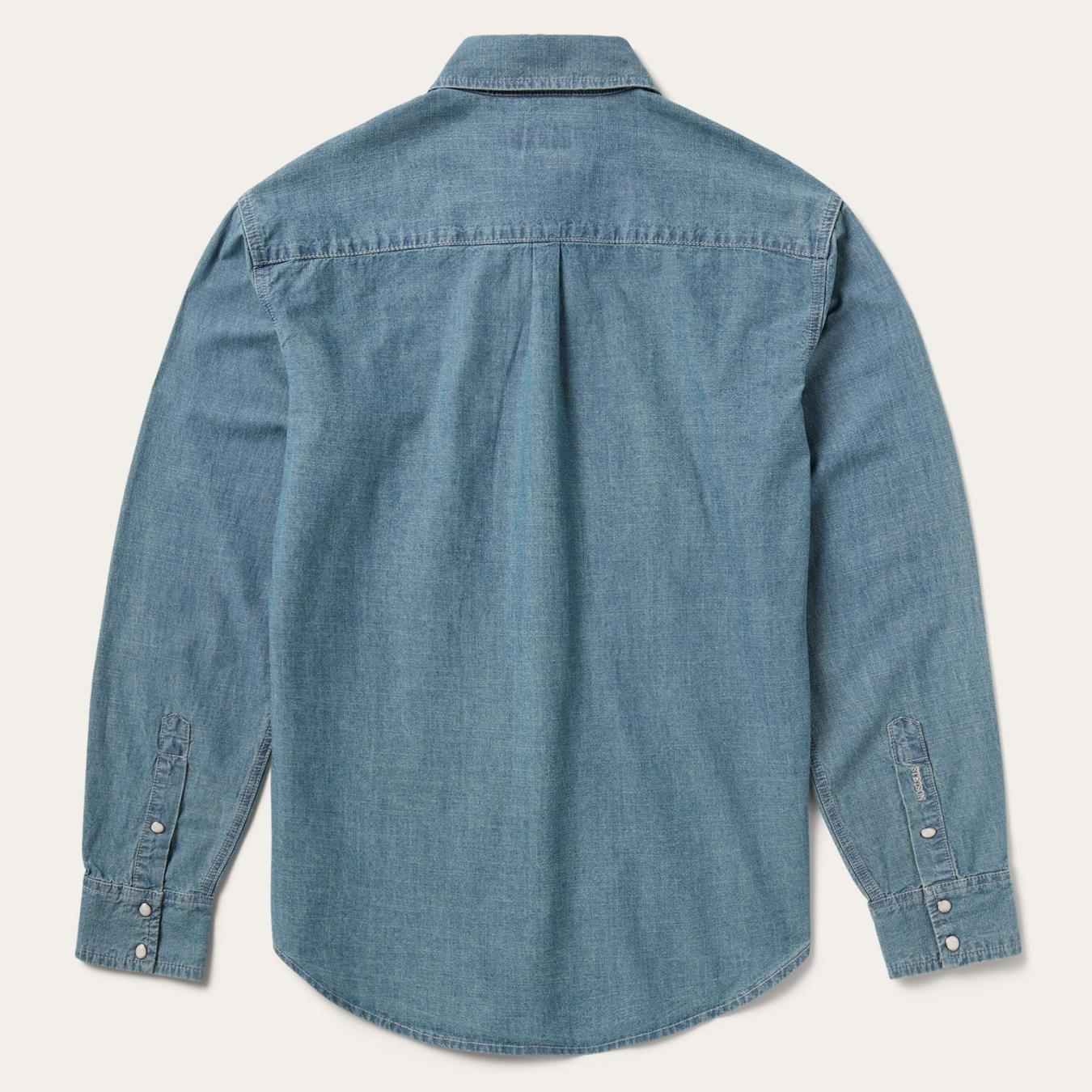 Men Denim Shirts Stetson Chambray Denim Shirt Blue
