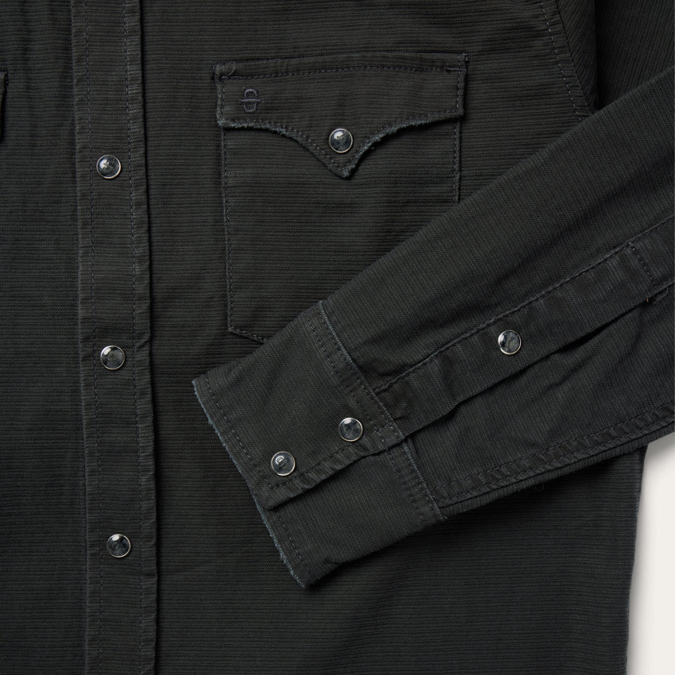 Men Denim Shirts Stetson Charcoal Corded Denim Shirt Grey