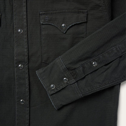 Men Denim Shirts Stetson Charcoal Corded Denim Shirt Grey