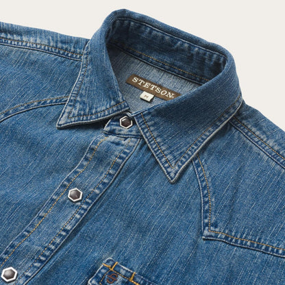 Men Denim Shirts Stetson Classic Denim Shirt Blue