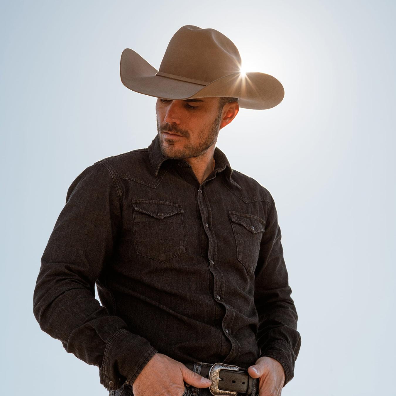 Men Denim Shirts Stetson Modern Denim Western Shirt Black