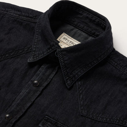 Men Denim Shirts Stetson Modern Denim Western Shirt Black
