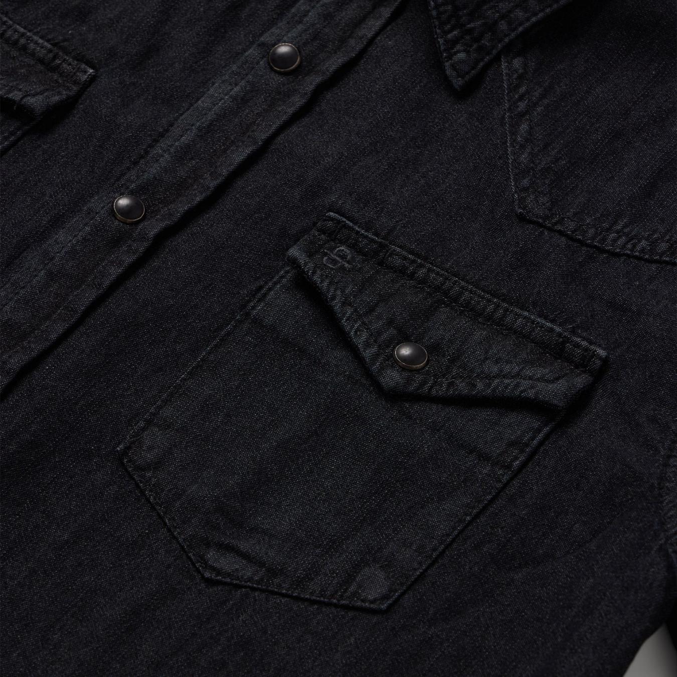 Men Denim Shirts Stetson Modern Denim Western Shirt Black