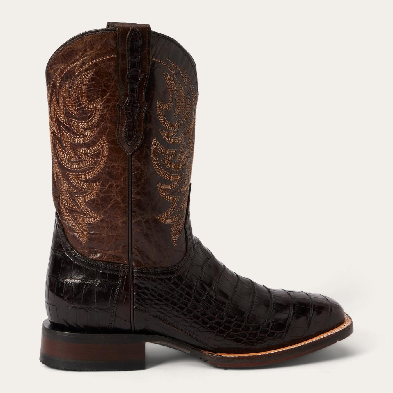 Men Exotics Stetson Aces Alligator Boot Brown
