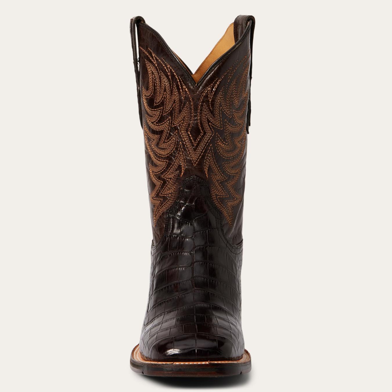 Men Exotics Stetson Aces Alligator Boot Brown
