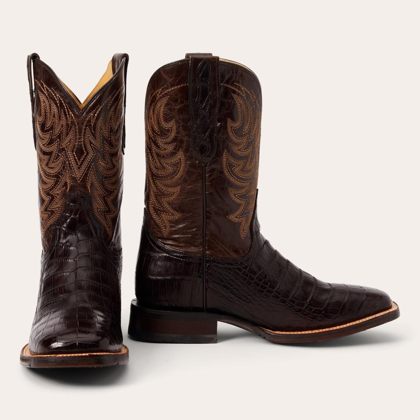Men Exotics Stetson Aces Alligator Boot Brown