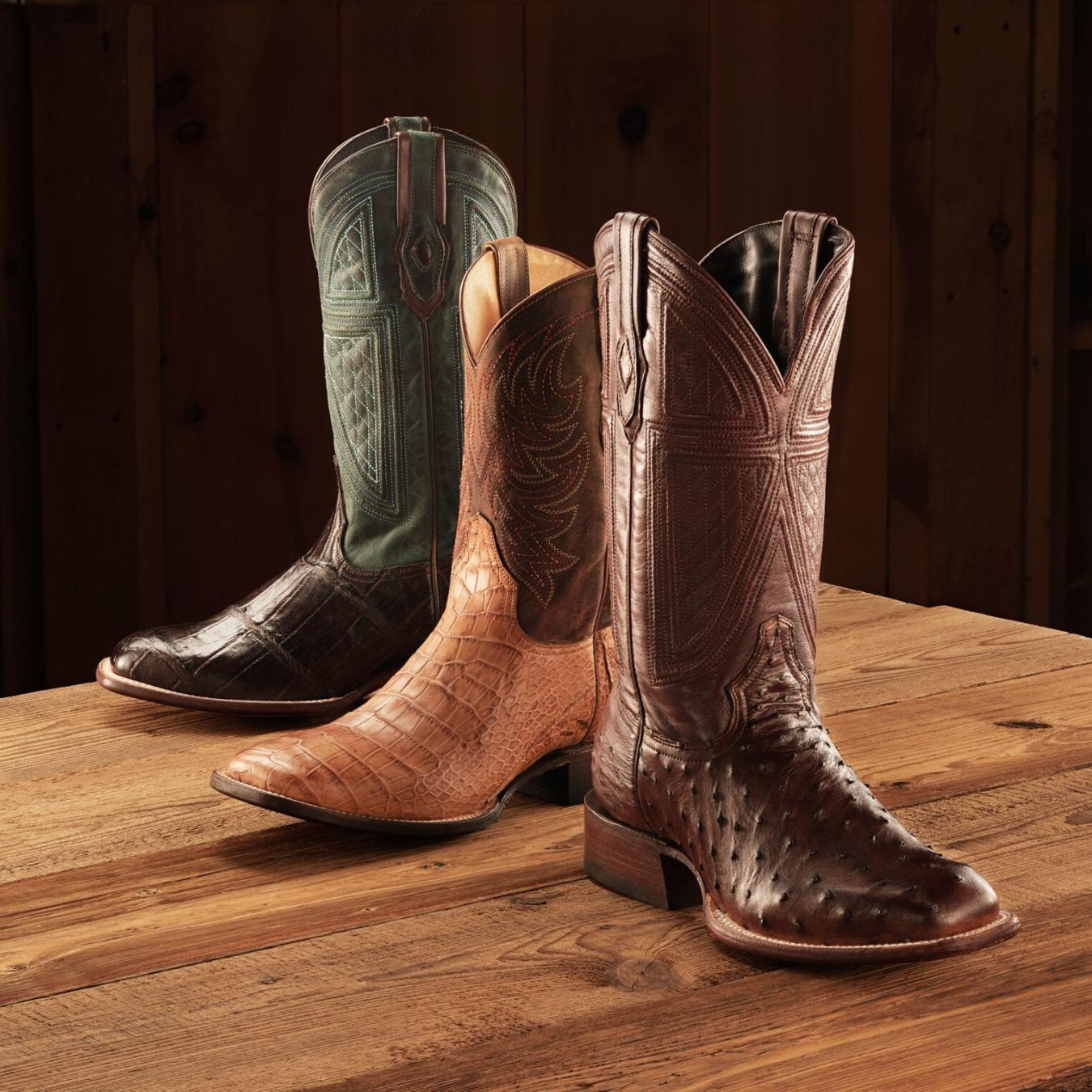 Men Exotics Stetson Aces Alligator Boots Brown