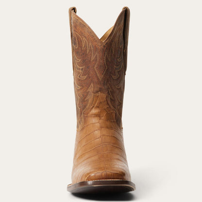 Men Exotics Stetson Aces Alligator Boots Brown