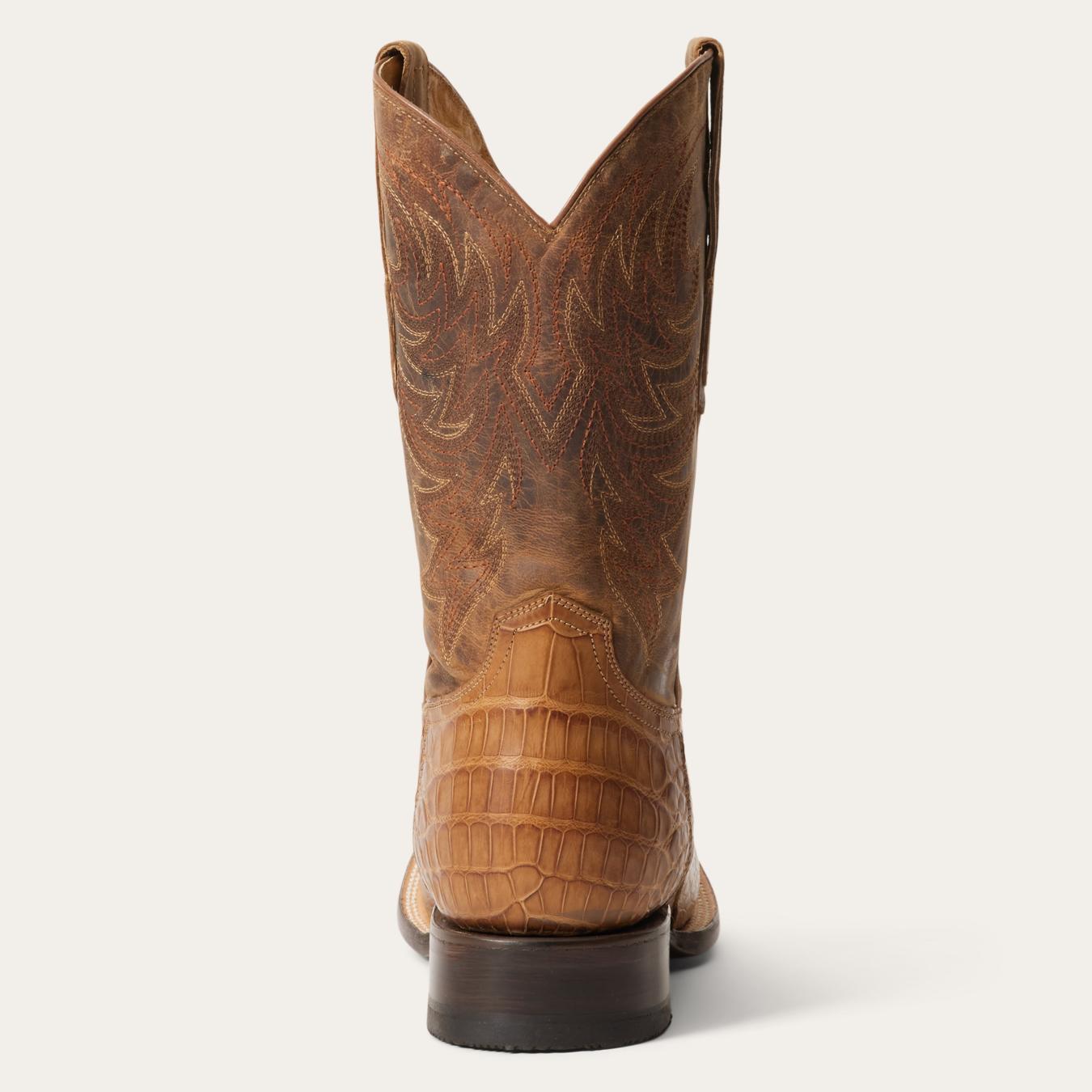 Men Exotics Stetson Aces Alligator Boots Brown