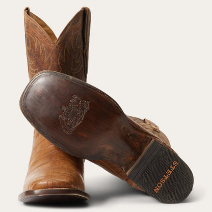 Men Exotics Stetson Aces Alligator Boots Brown