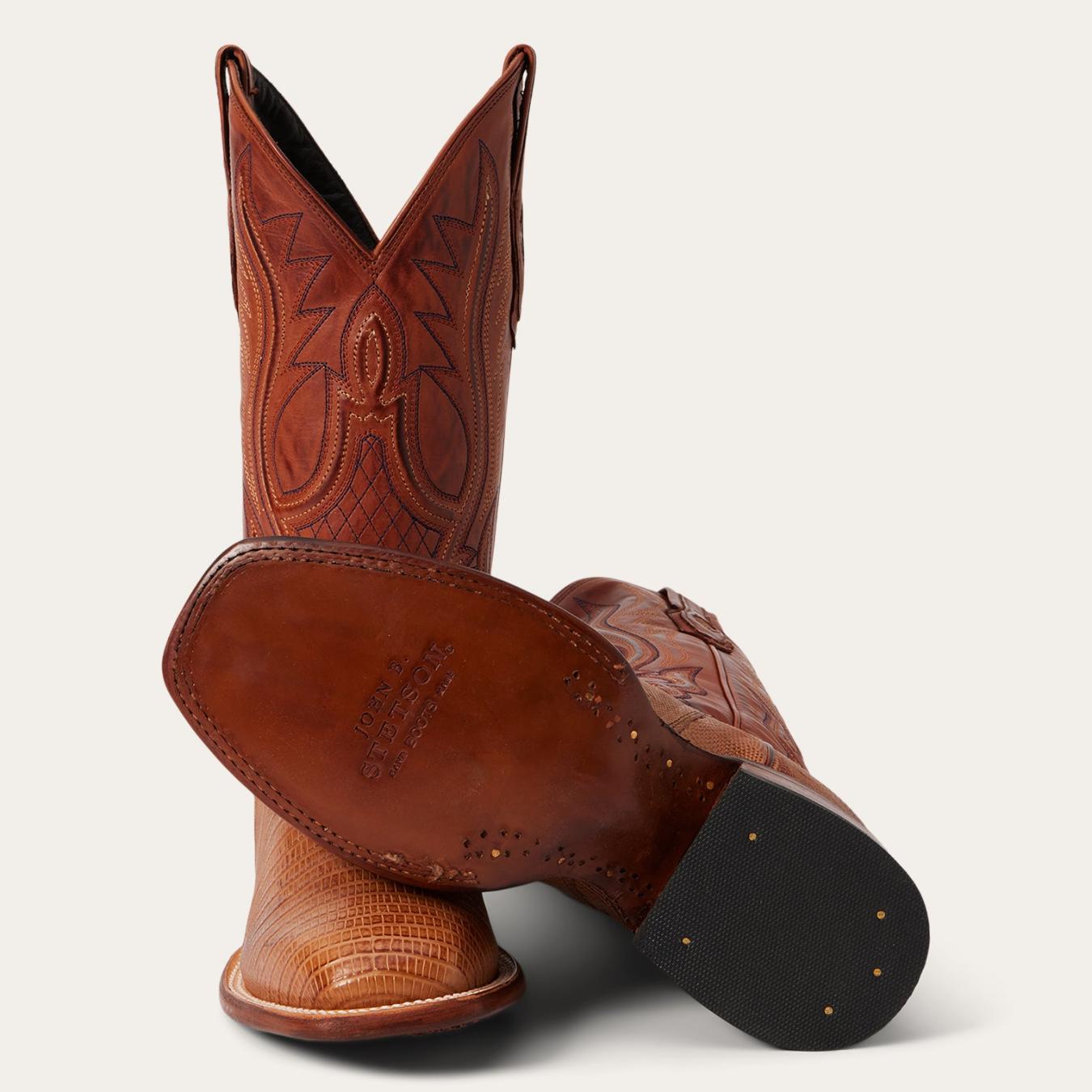 Men Exotics Stetson Arlington Teju Boot Tan