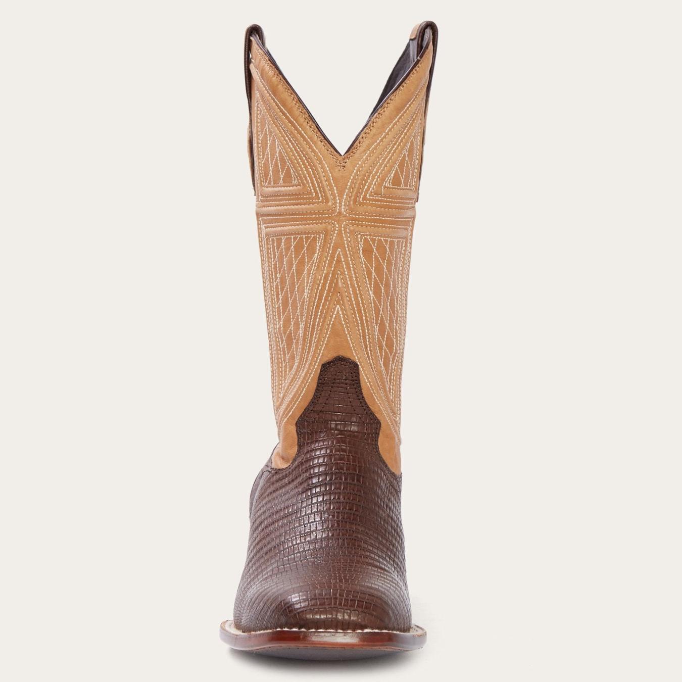 Men Exotics Stetson Beaumont Brown Teju Cowboy Boot Brown