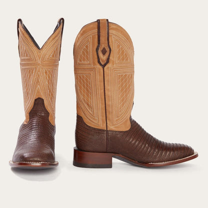 Men Exotics Stetson Beaumont Brown Teju Cowboy Boot Brown
