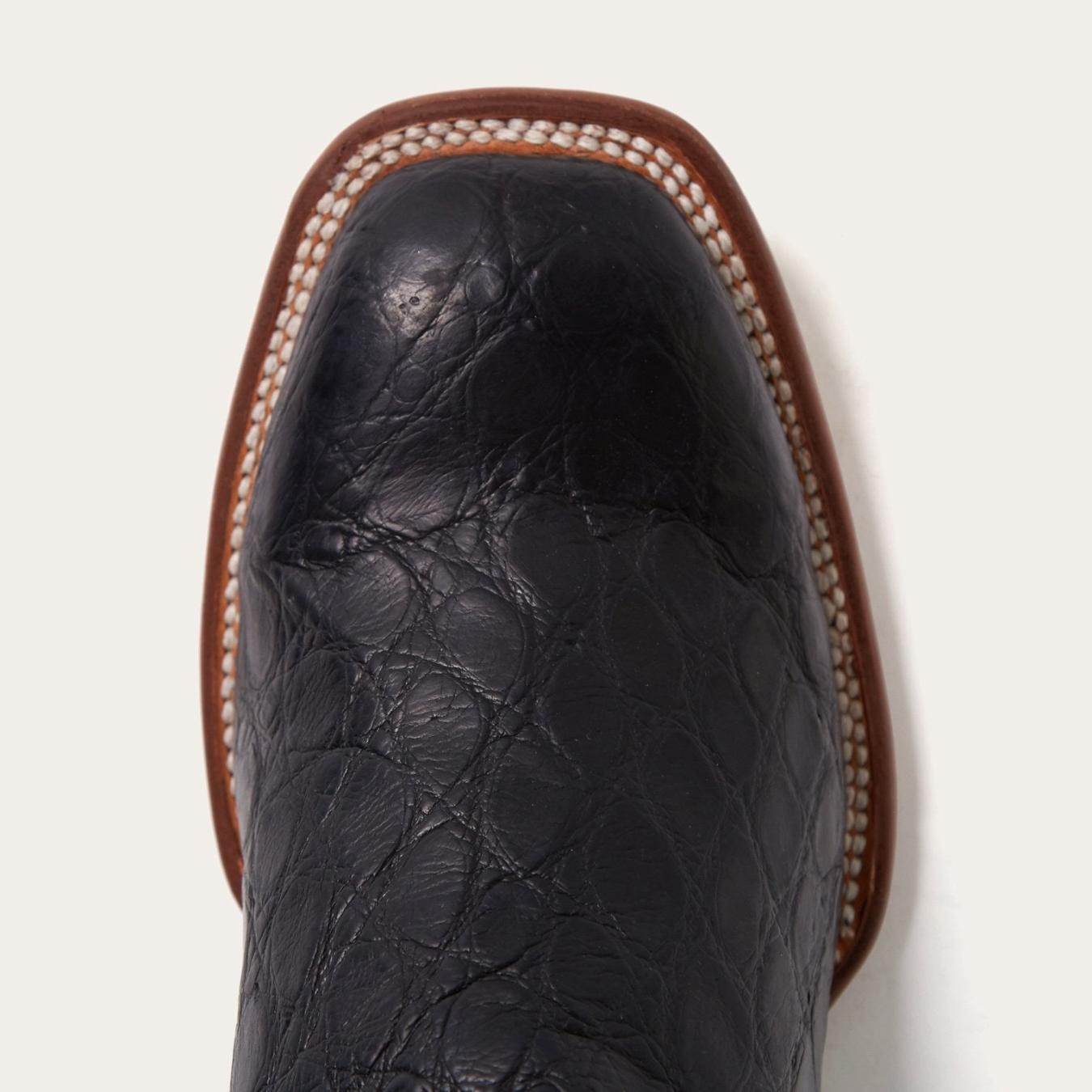 Men Exotics Stetson Black Falls Alligator Cowboy Boot Black