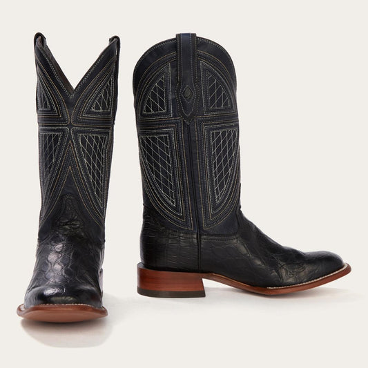 Men Exotics Stetson Black Falls Alligator Cowboy Boot Black