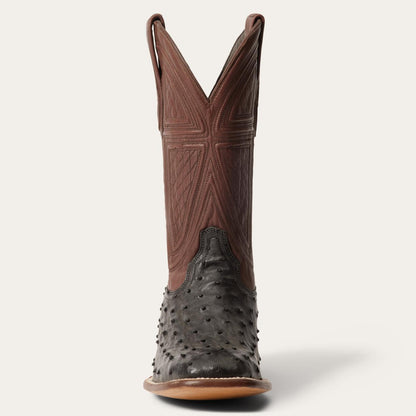 Men Exotics Stetson Dillon Ostrich Boots Black