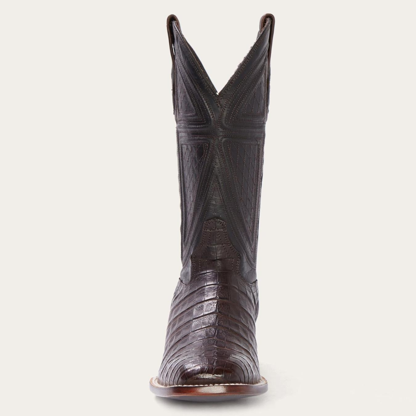 Men Exotics Stetson Kaycee Brown Caiman Belly Cowboy Boot Brown