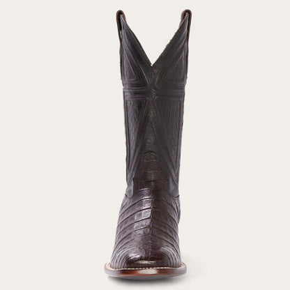 Men Exotics Stetson Kaycee Brown Caiman Belly Cowboy Boot Brown