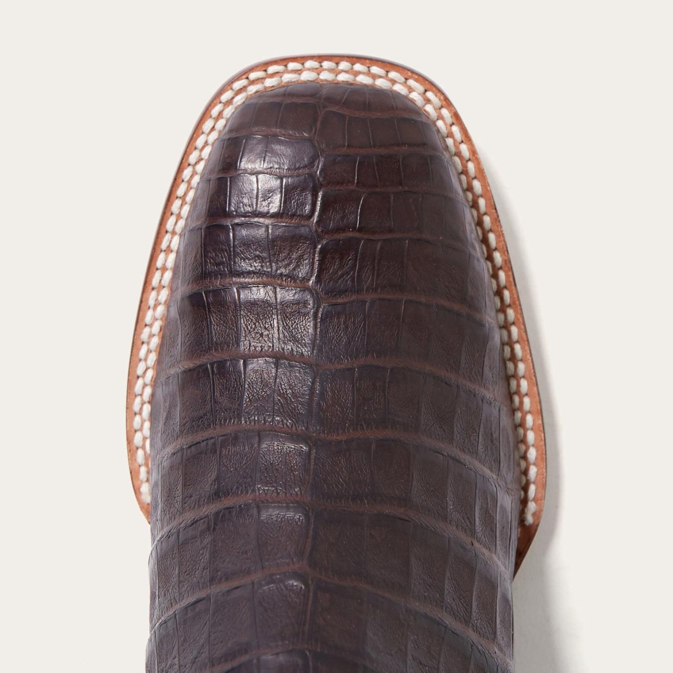 Men Exotics Stetson Kaycee Brown Caiman Belly Cowboy Boot Brown