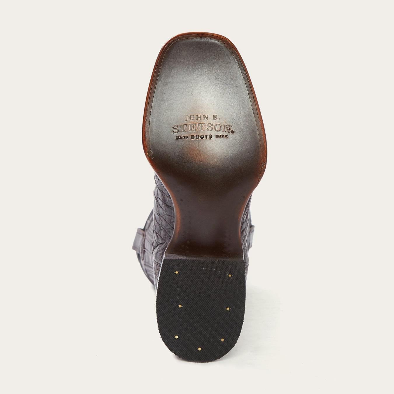 Men Exotics Stetson Kaycee Brown Caiman Belly Cowboy Boot Brown