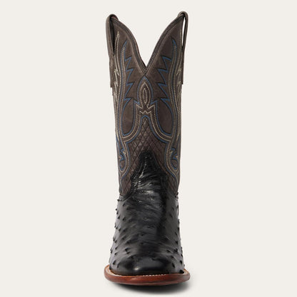 Men Exotics Stetson Ozzy Ostrich Boot Black