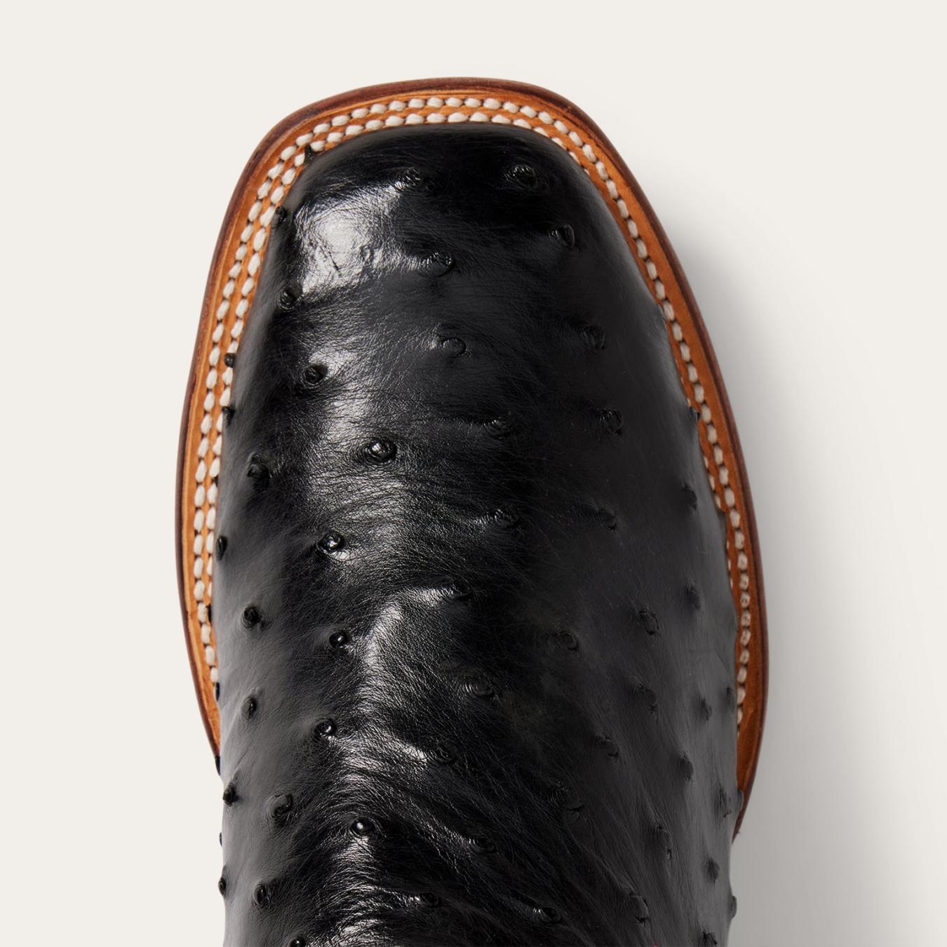 Men Exotics Stetson Ozzy Ostrich Boot Black