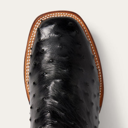 Men Exotics Stetson Ozzy Ostrich Boot Black