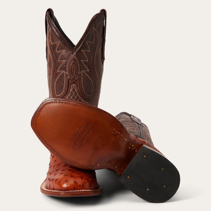 Men Exotics Stetson Ozzy Ostrich Boot Brown