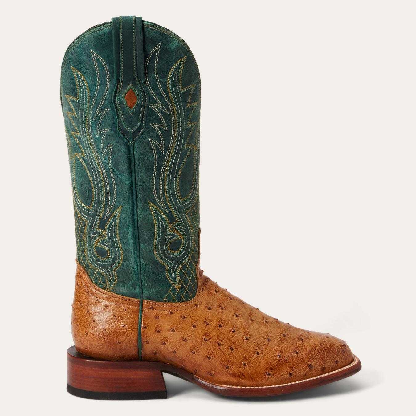 Men Exotics Stetson Ozzy Ostrich Boot Tan