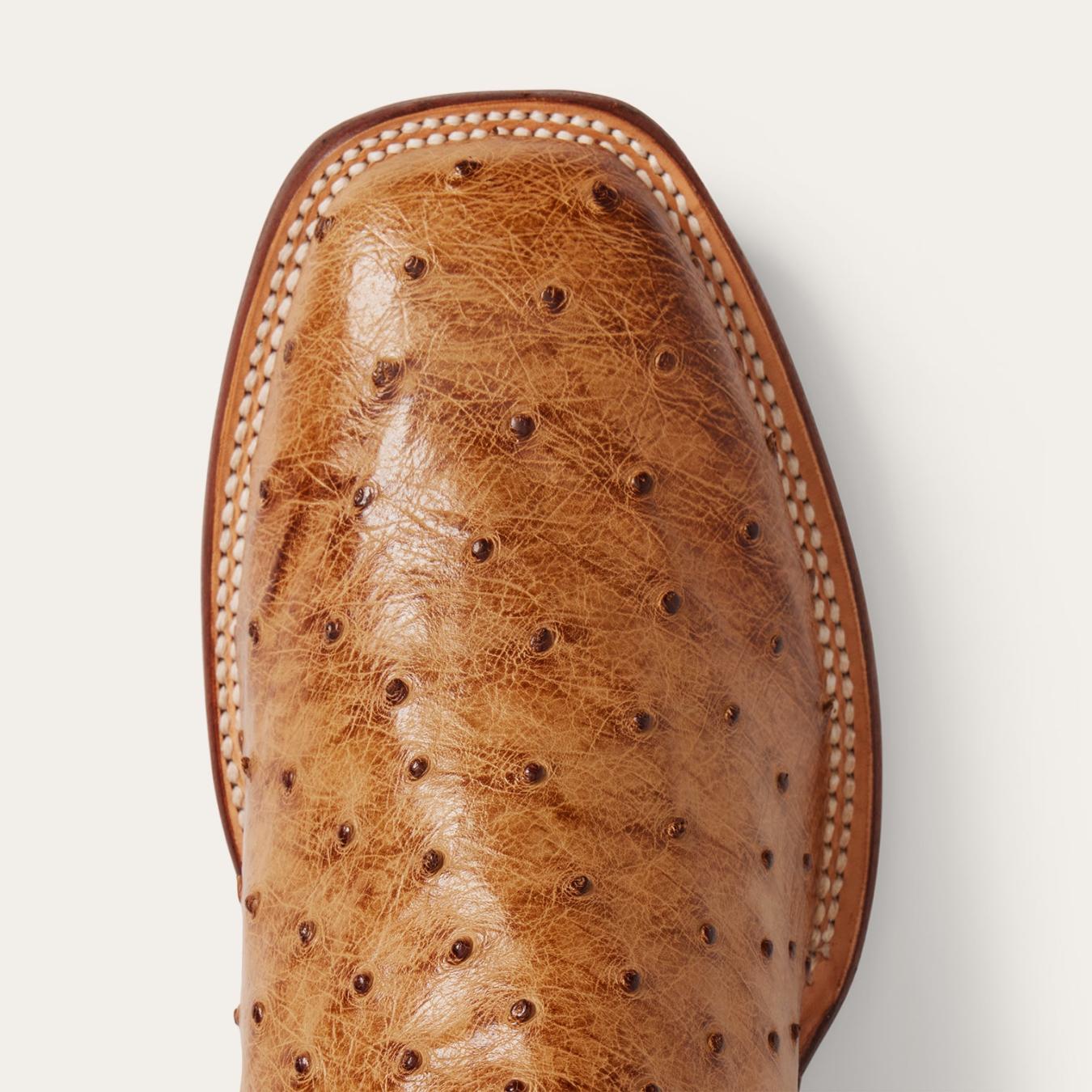 Men Exotics Stetson Ozzy Ostrich Boot Tan