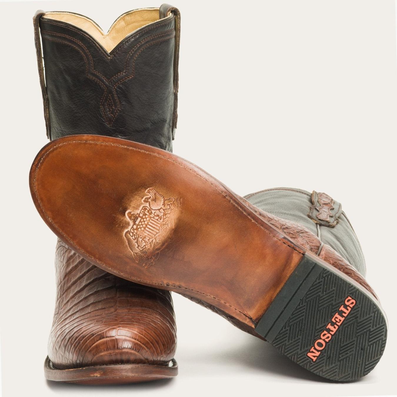 Men Exotics Stetson Puncher Exotic Boots Brown