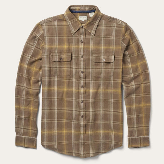 Men Flannel Shirts Stetson Brown Flannel Button-Front Shirt Brown